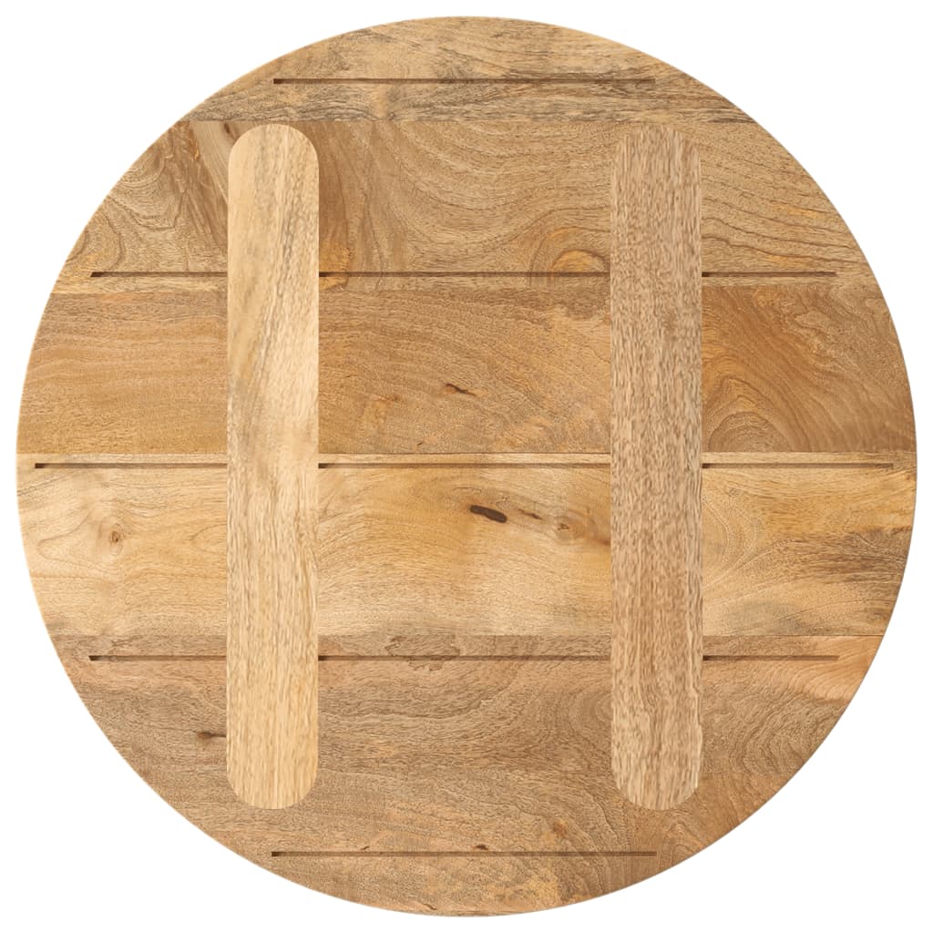 Tischplatte Ø 40x2,5 cm Rund Raues Massives Mangoholz