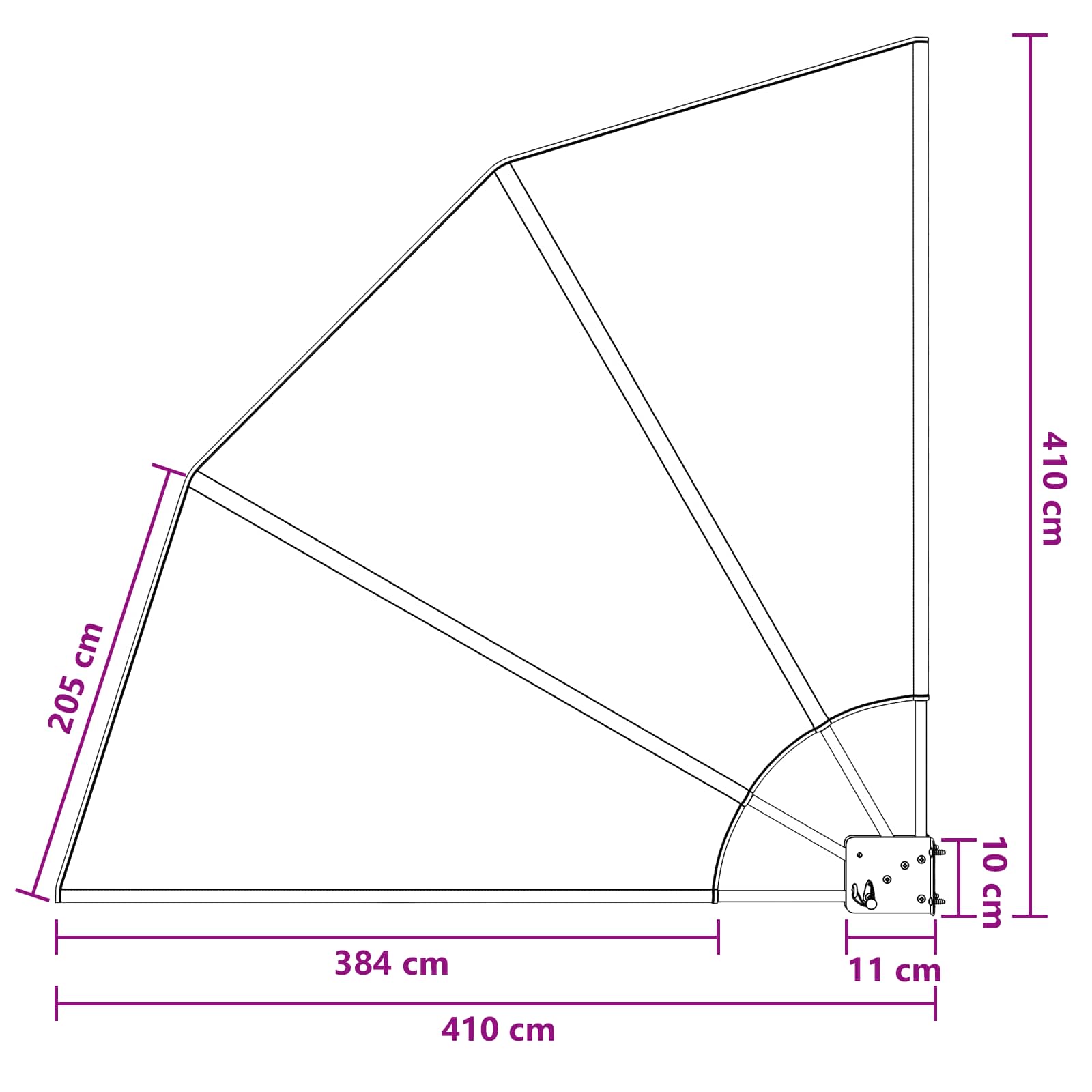 Faltbarer Balkonfächer Grau 210×210 cm