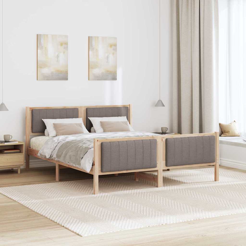 Bettgestell Braun und hellgrau 200 x 200 cm Massivholz Kiefer