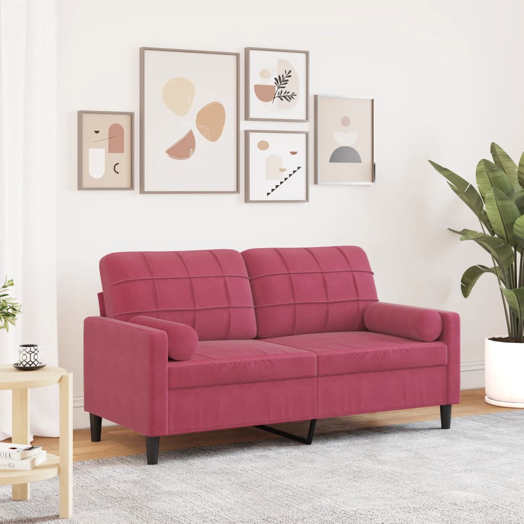 2-Sitzer-Sofa mit Zierkissen Hellgrau 120 cm Samt