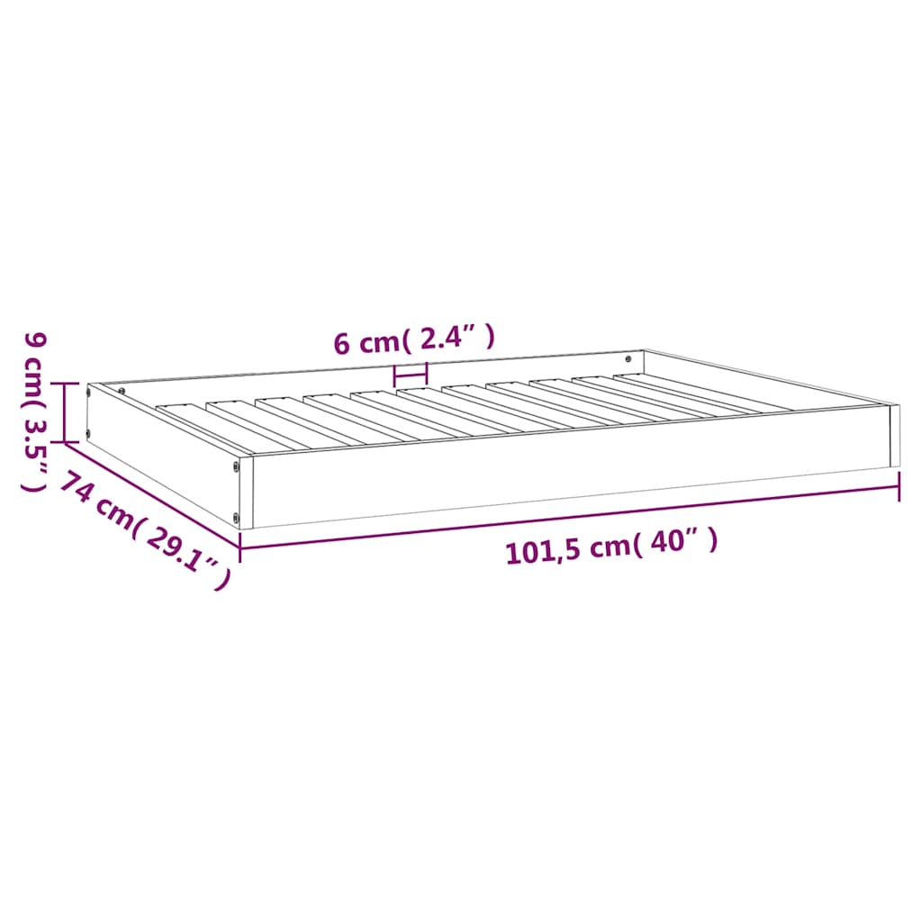 Hundebett 101,5x74x9 cm Massivholz Kiefer