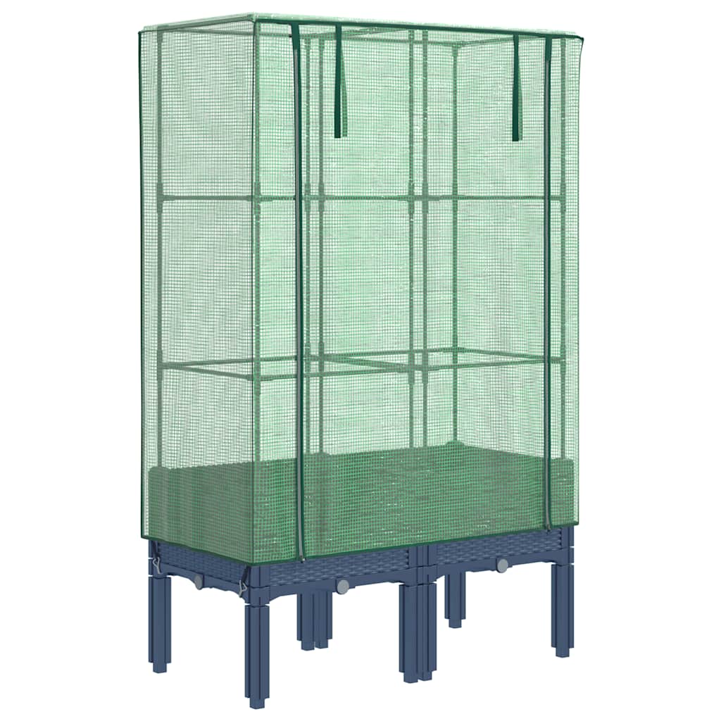Hochbeet mit Gewächshaus-Aufsatz Rattan-Optik 40x40x140 cm