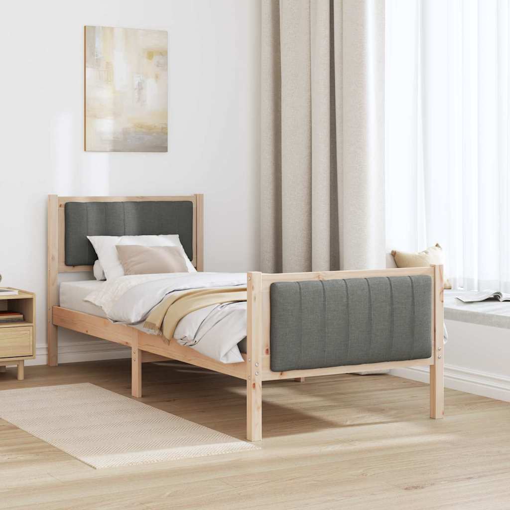 Bettgestell Braun und hellgrau 200 x 200 cm Massivholz Kiefer