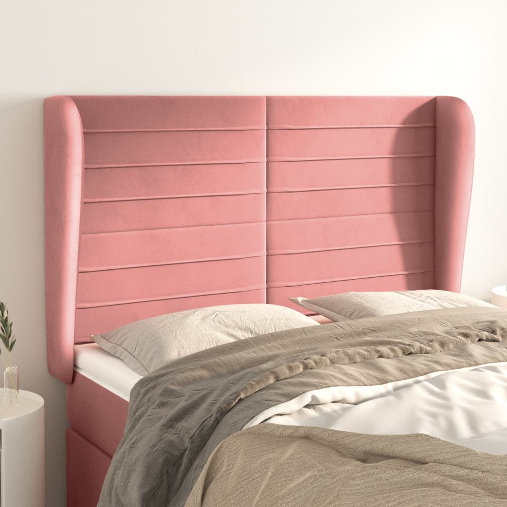 Kopfteil mit Ohren Dunkelblau 203x23x118/128 cm Samt