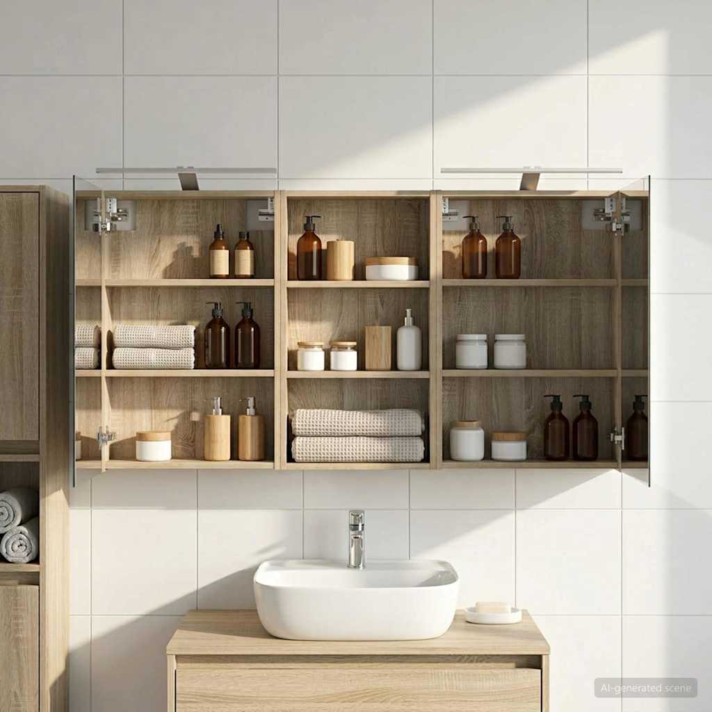 Badezimmerschrank-Set 3 pcs 80 x 10,5 x 50 cm Holzwerkstoff
