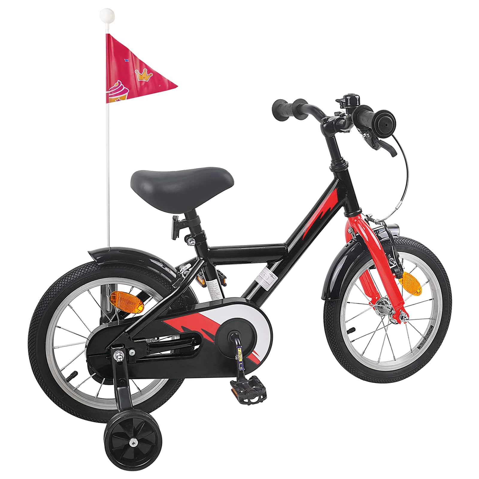 Kinderfahrrad 12 Zoll für 2-4 Jahre alt Schwarz