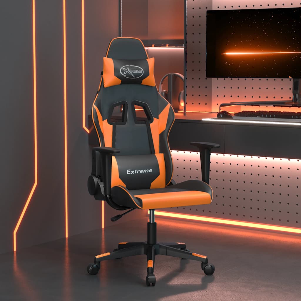 Gaming-Stuhl mit Massagefunktion Schwarz und Blau Kunstleder