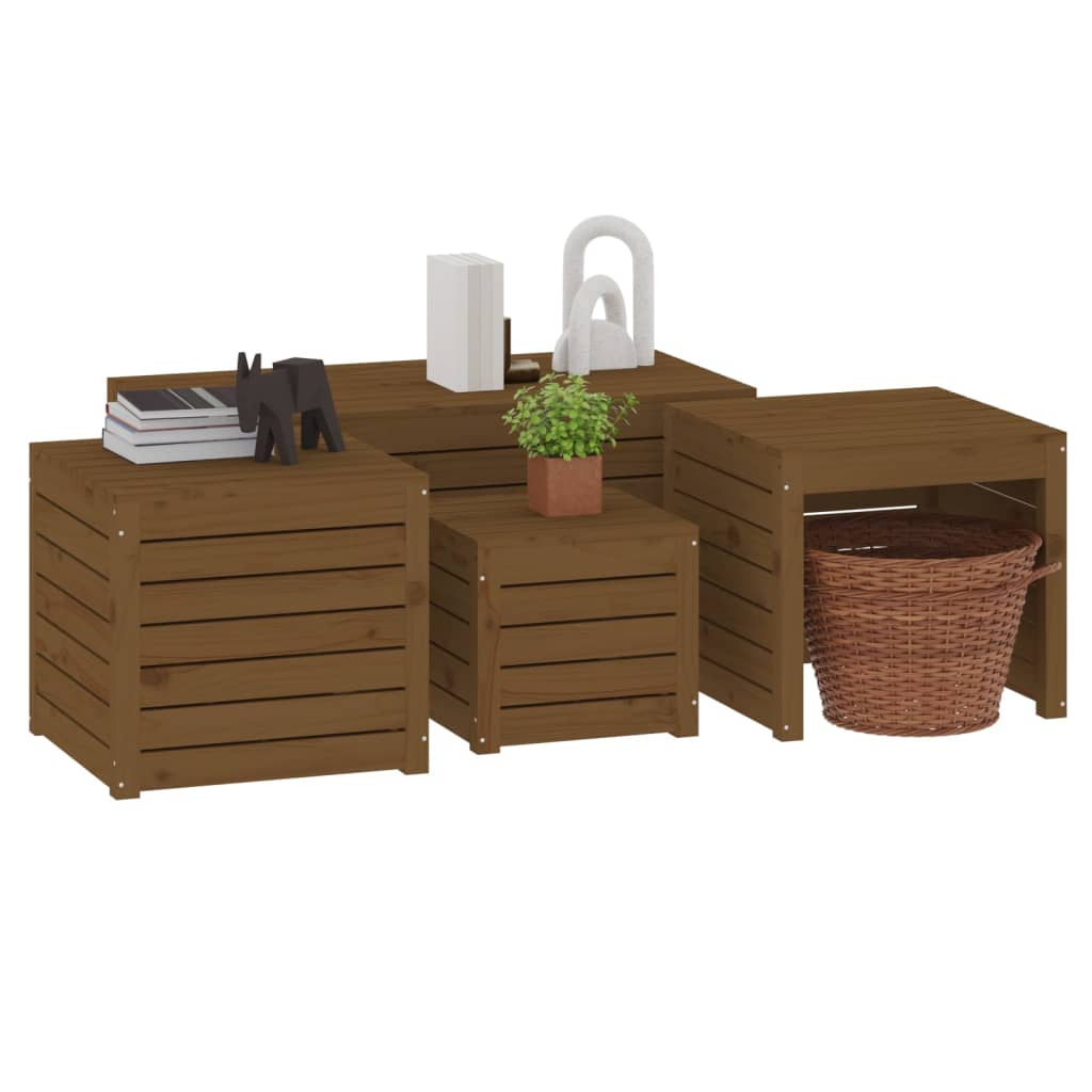 4-tlg. Gartenbox-Set Massivholz Kiefer