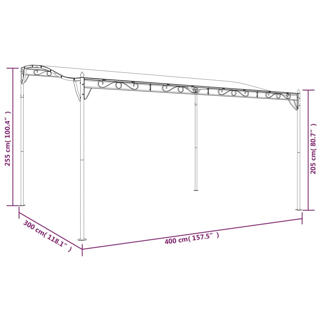 Markise Creme 4x3 m 180 g/m² Stoff und Stahl