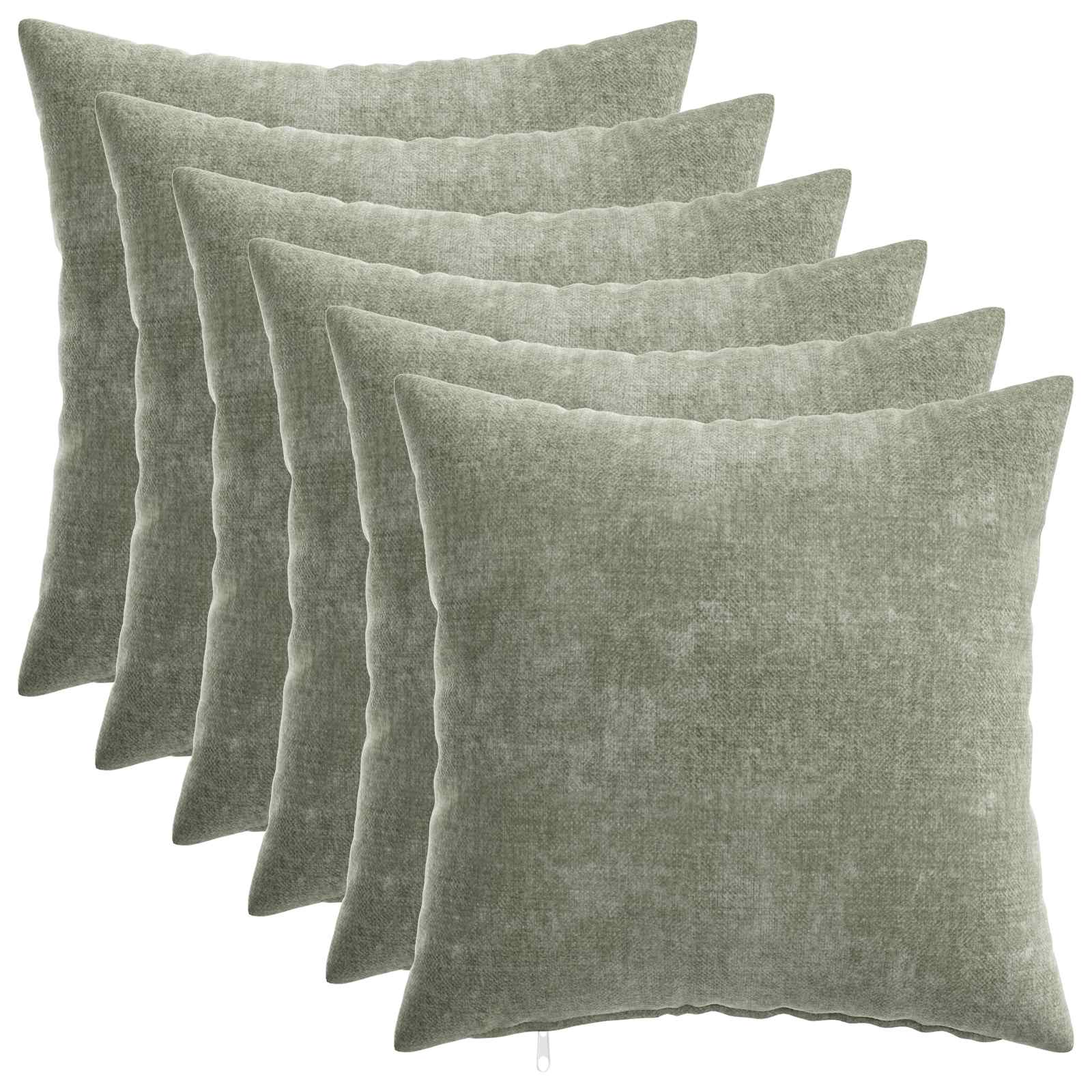 Kissenbezug 6 Stk. HEERLEN Dunkelgrau 30 x 30 cm Chenille-Stoff
