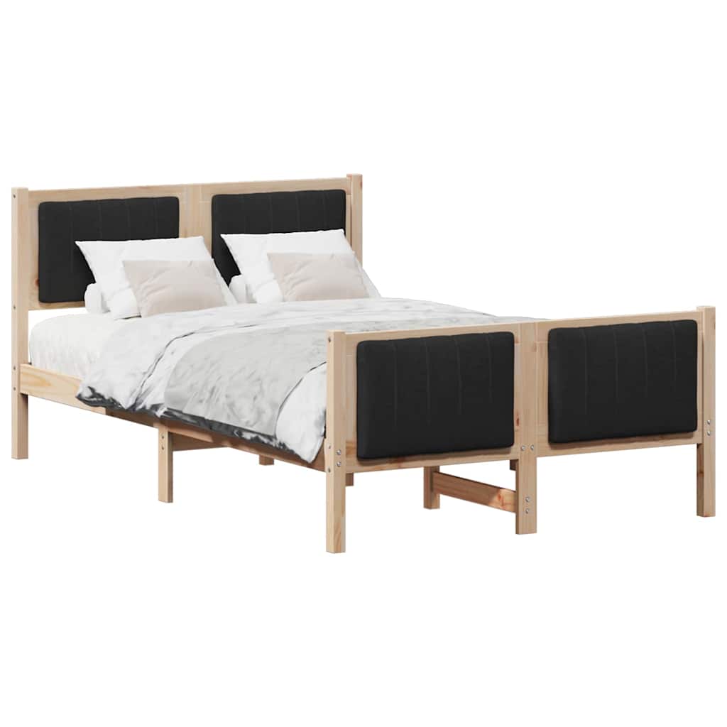 Bettgestell Braun und hellgrau 200 x 200 cm Massivholz Kiefer