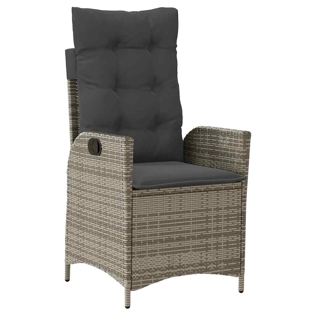 Gartensessel Verstellbar mit Kissen Schwarz Poly Rattan