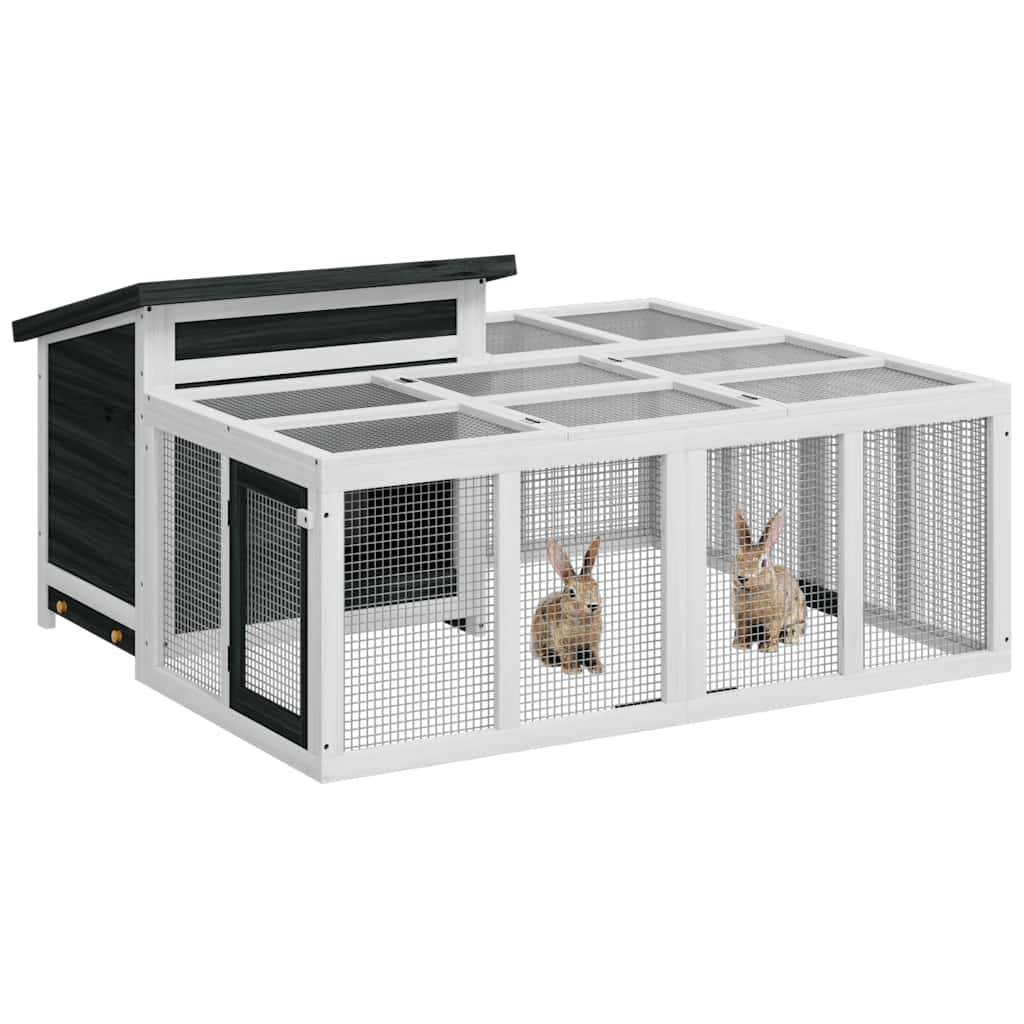 Kaninchenstall Mokka 144x123x67,5 cm Massivholz Kiefer