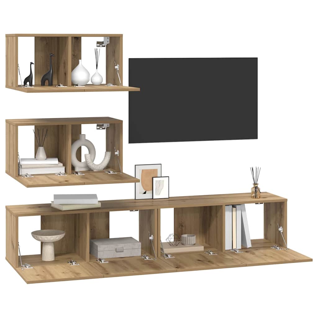 4-tlg. TV-Schrank-Set Weiß Holzwerkstoff