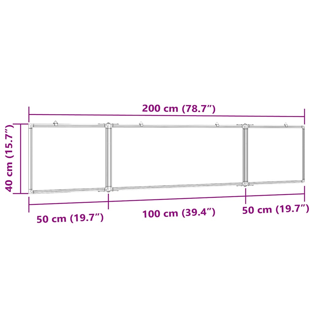 Magnetisches Whiteboard Klappbar 160x40x1,7 cm Aluminium