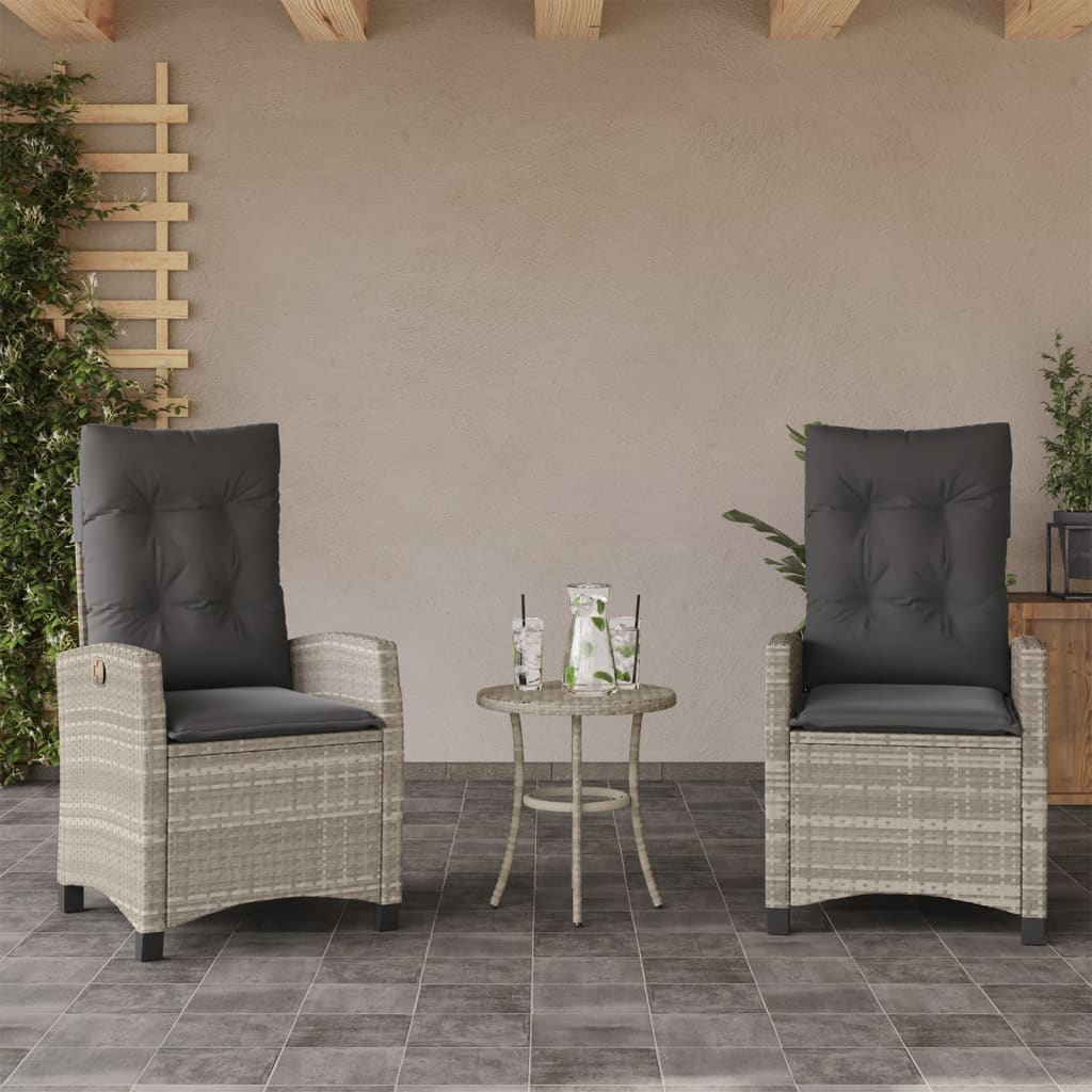 Gartensessel Verstellbar mit Kissen Schwarz Poly Rattan