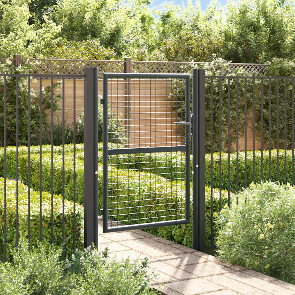 Maschen-Gartentor verzinkter Stahl 100 x 75 cm Grau