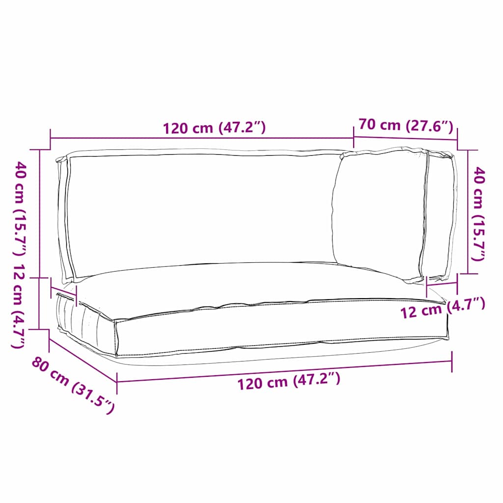 Palettenkissenset 3 pcs Anthrazit Oxford-Stoff