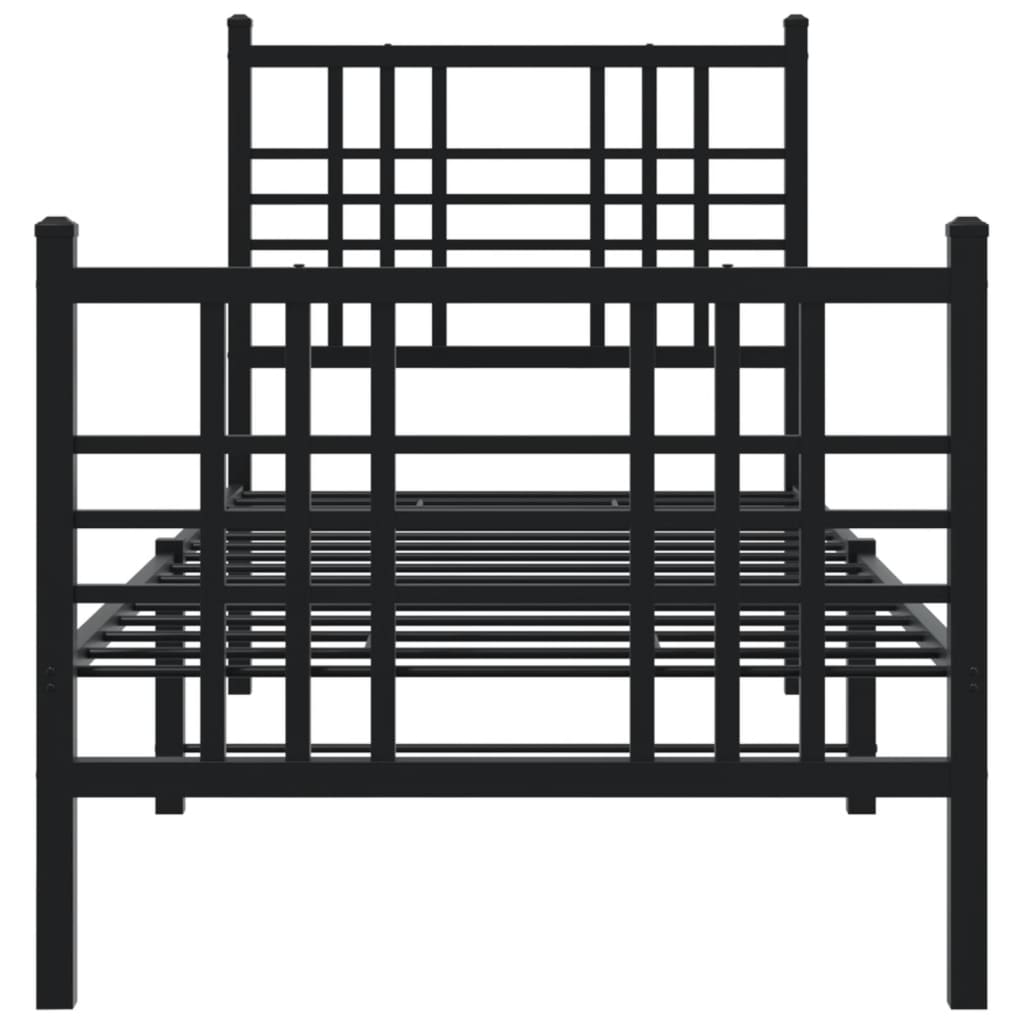 Bettgestell mit Kopf- und Fußteil Metall Schwarz 90x200 cm