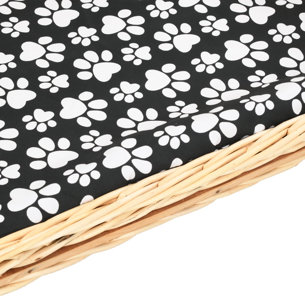 Hundekorb mit Kissen 50x33x30 cm Natur Weide
