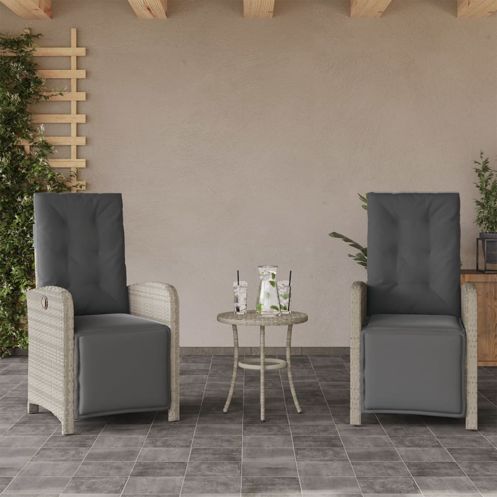 Gartensessel mit Fußteil Verstellbar Schwarz Poly Rattan