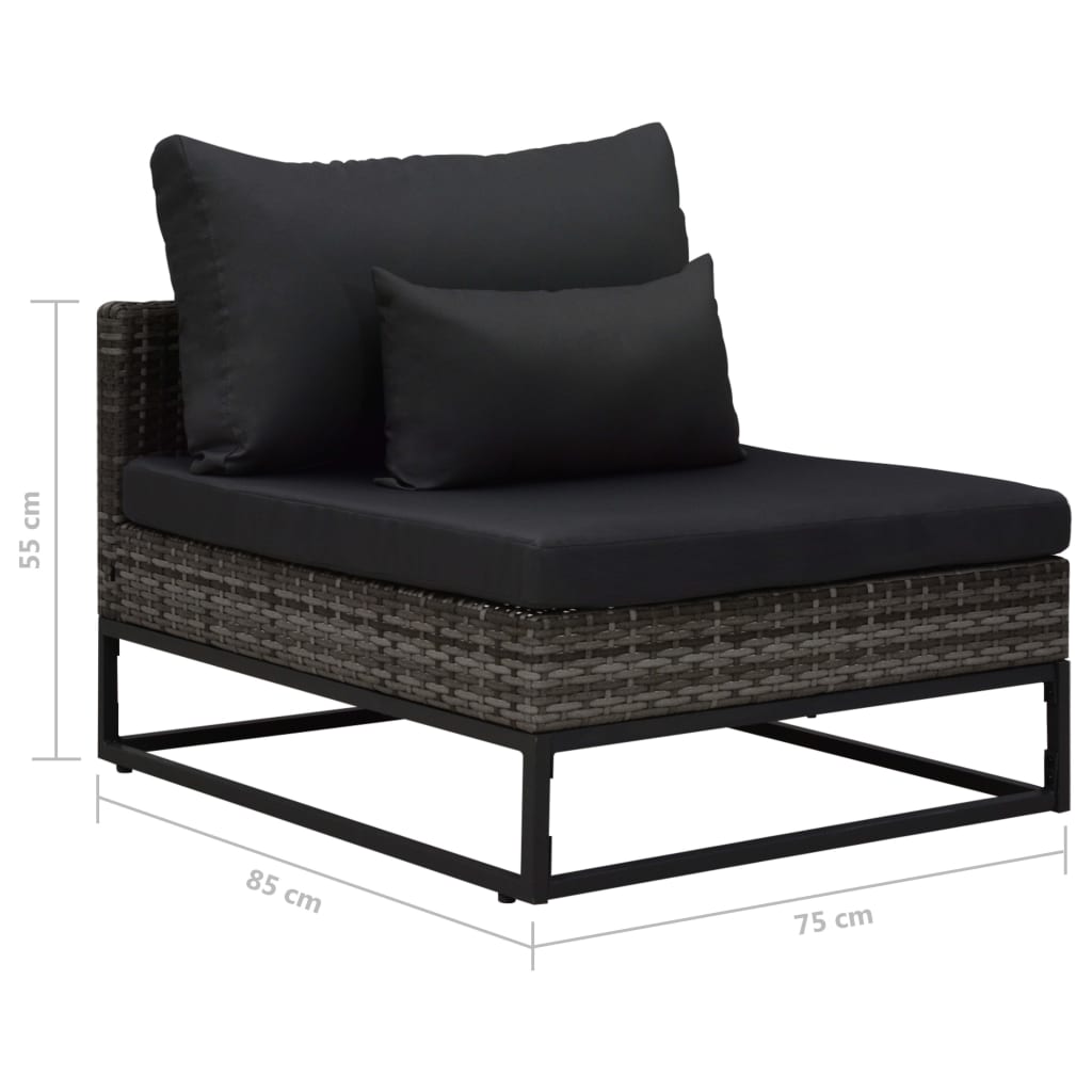 5-tlg. Garten-Sofagarnitur mit Auflagen Poly Rattan Grau