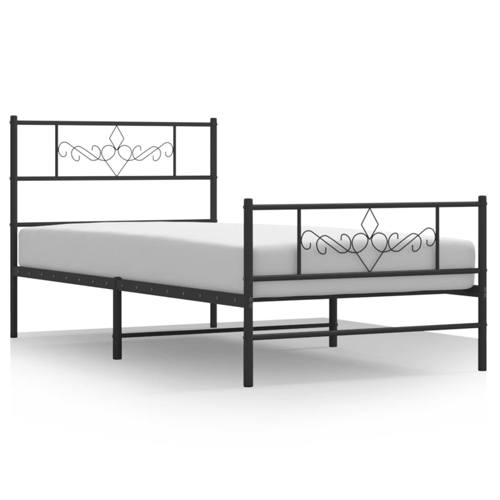 Bettgestell mit Kopfteil Metall Schwarz 100x190 cm