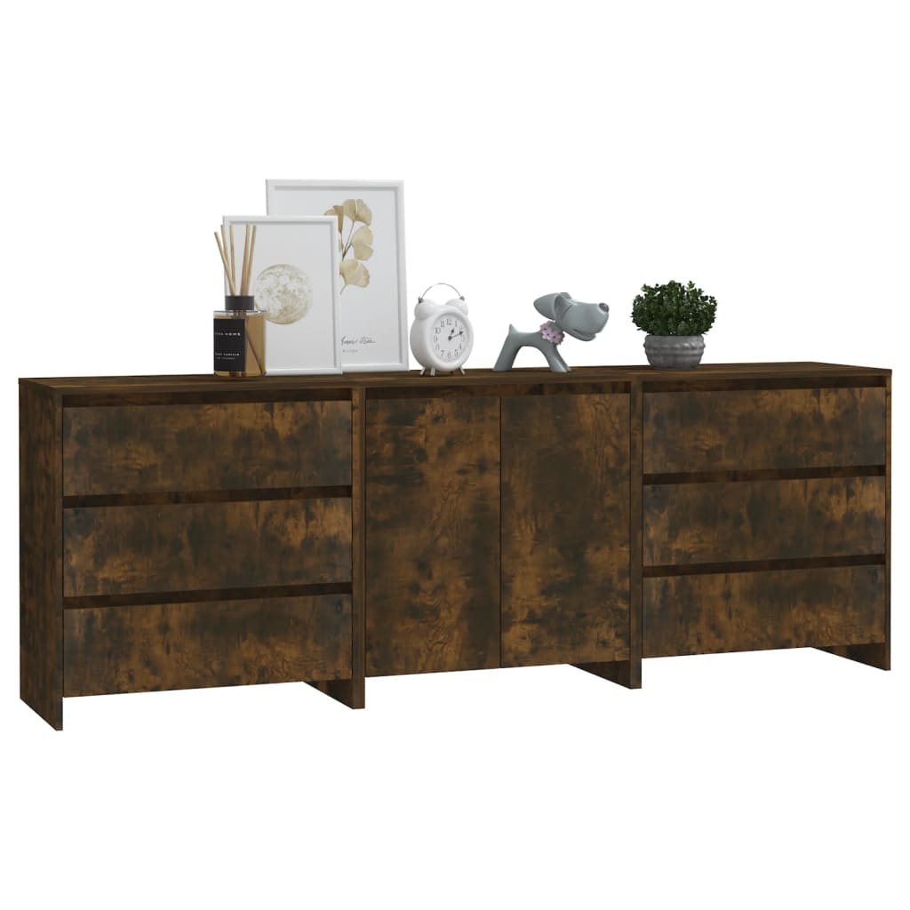 3-tlg. Sideboard Weiß Holzwerkstoff