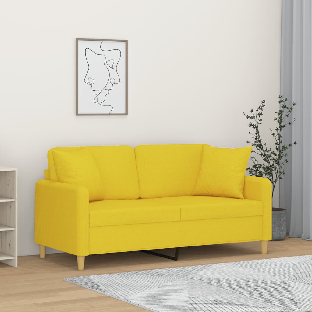 2-Sitzer-Sofa mit Zierkissen Braun 120 cm Stoff