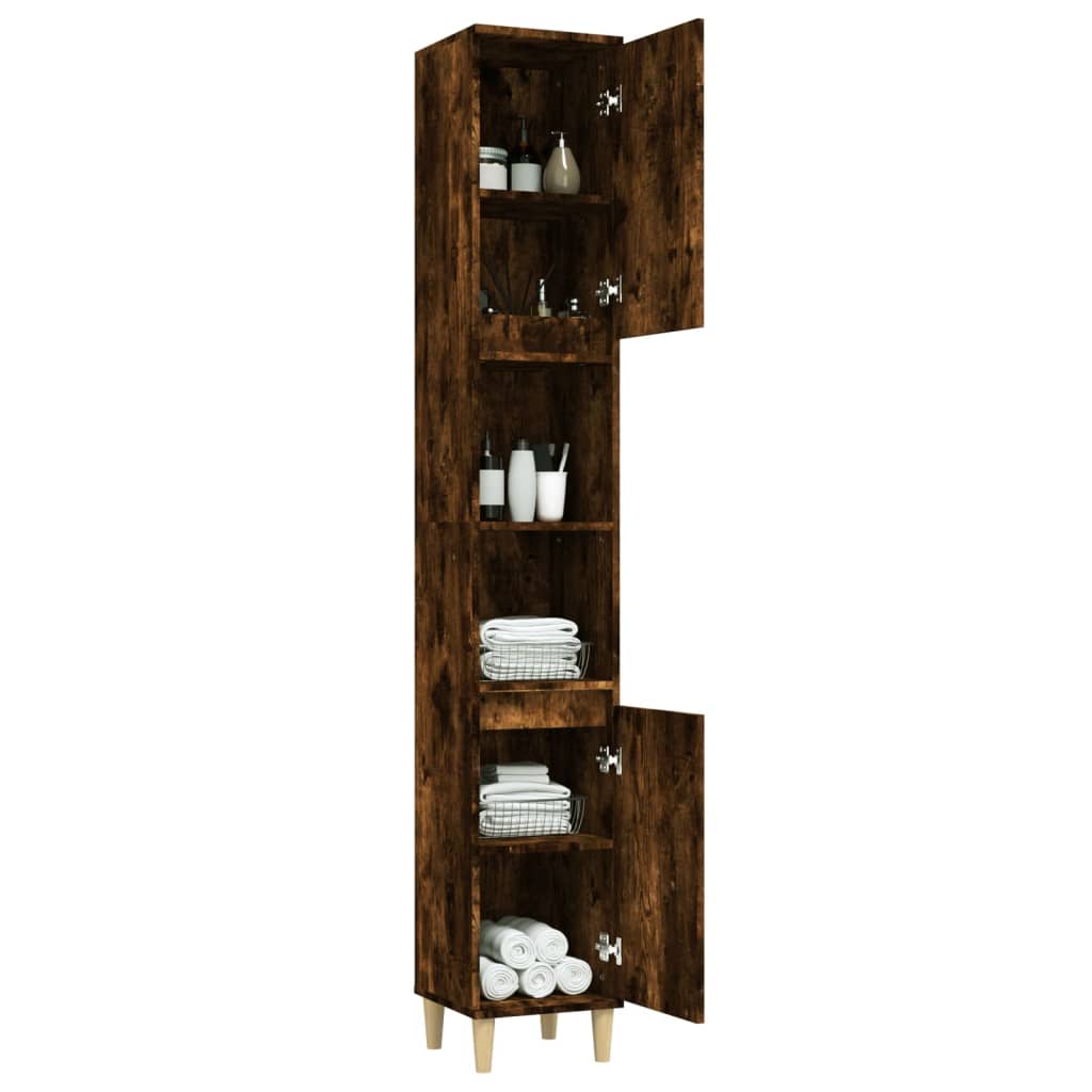 Badschrank Weiß 30x30x190 cm Holzwerkstoff