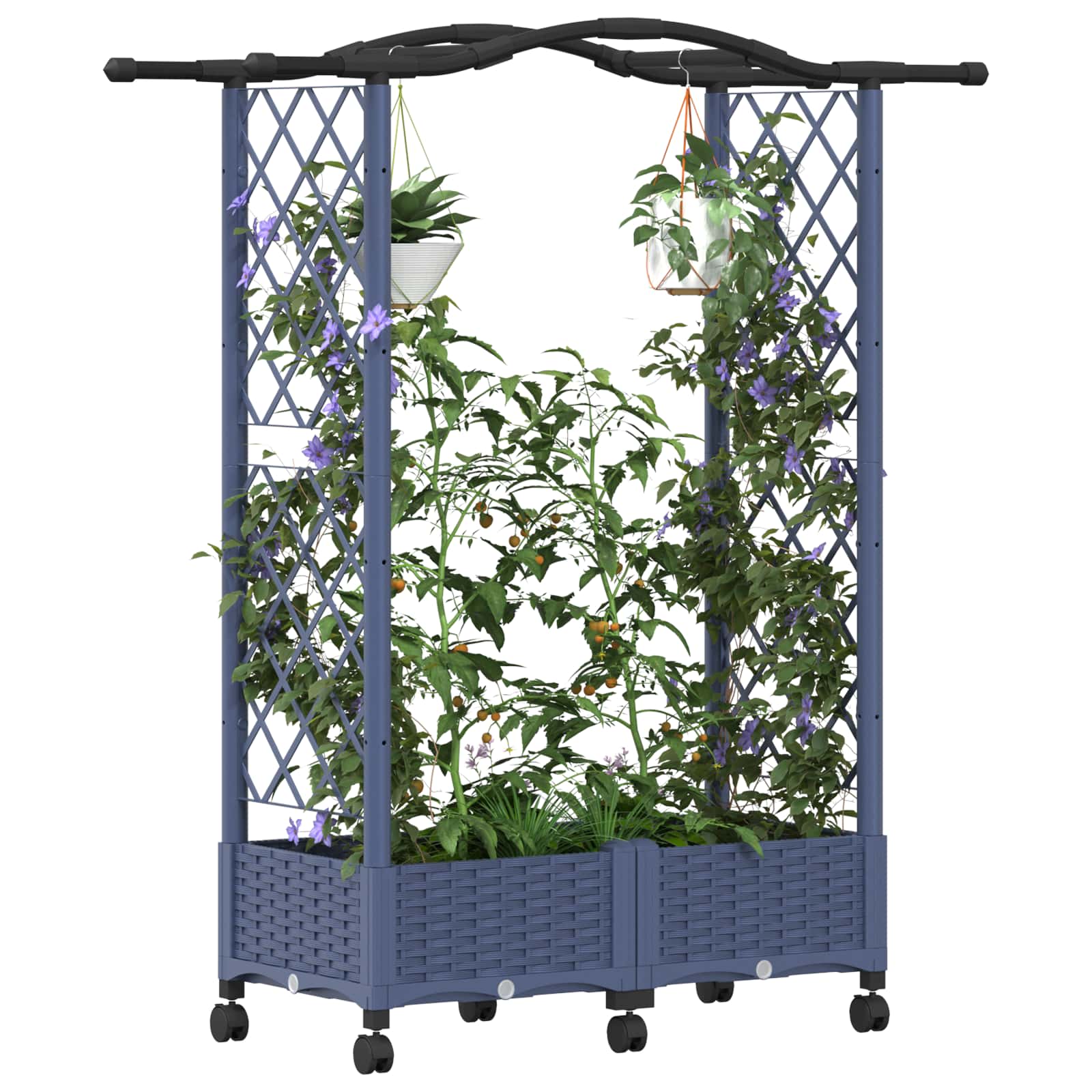 Hochbeet mit Rankgitter und Dach Braun 124 x 40 x 123 cm PP