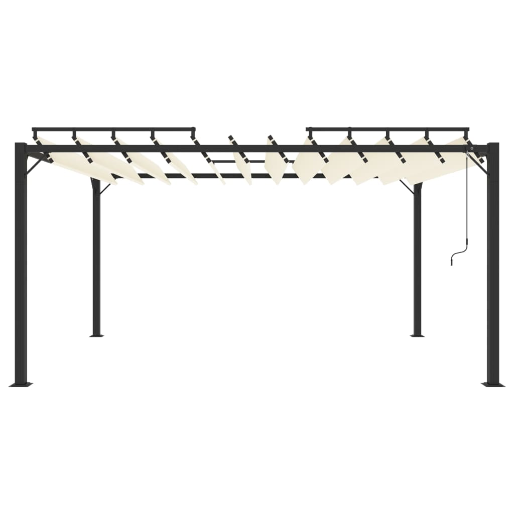 Pergola mit Lamellendach 3x3 m Creme Stoff und Aluminium