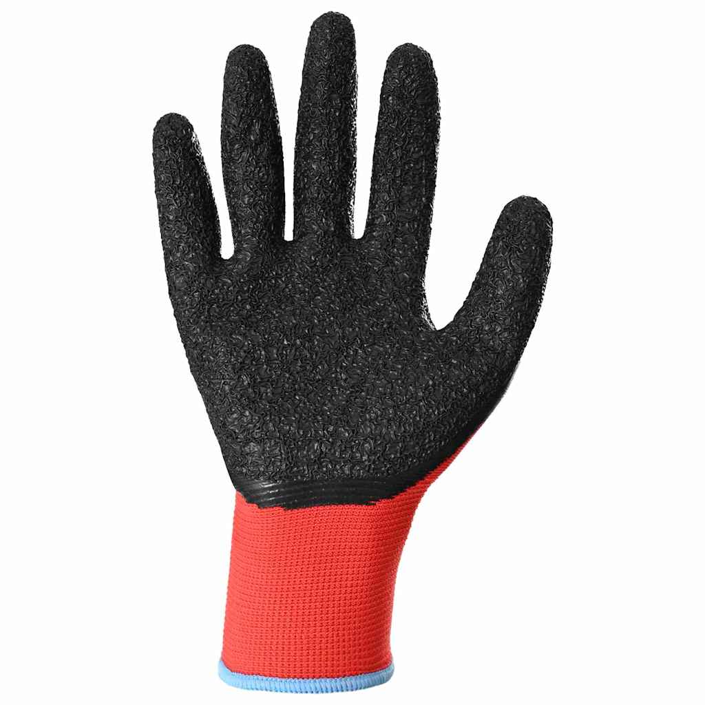 Arbeitshandschuhe 12 pcs Rot und Schwarz 7 / S Latexbeschichtung