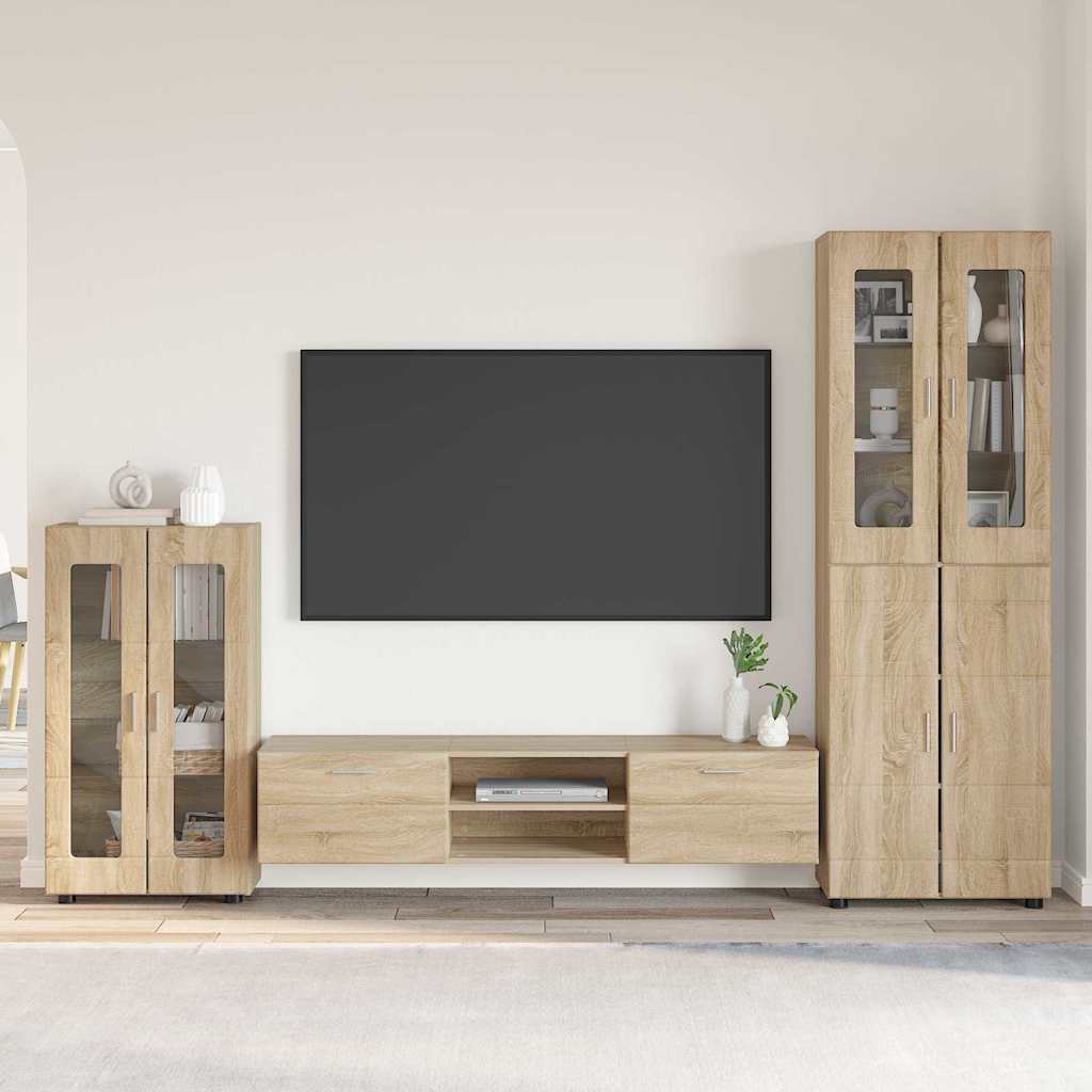 Highboard mit Regal FLORIN Weiß 60 x 35 x 182 cm Holzwerkstoff