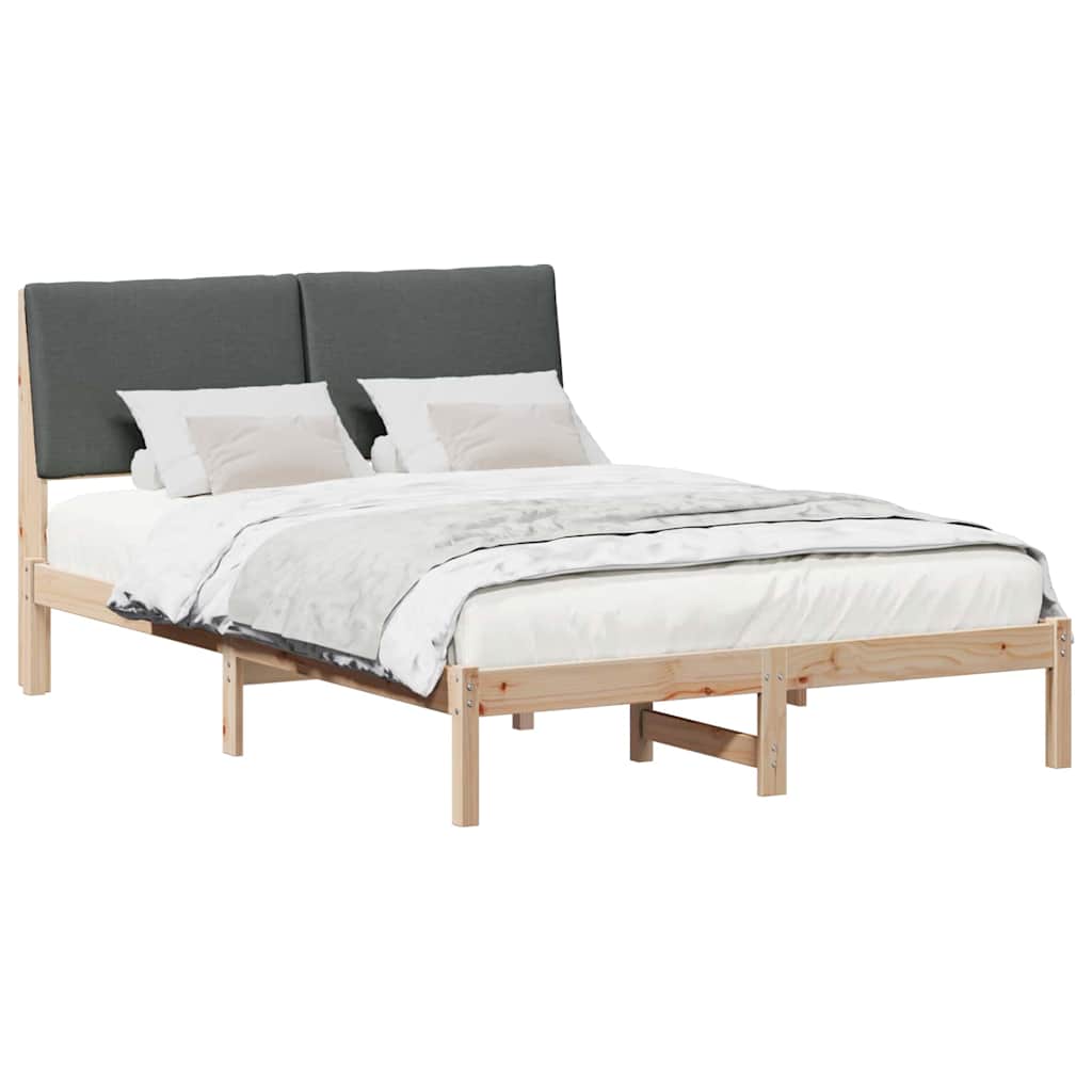 Bettgestell Braun und hellgrau 200 x 200 cm Massivholz Kiefer