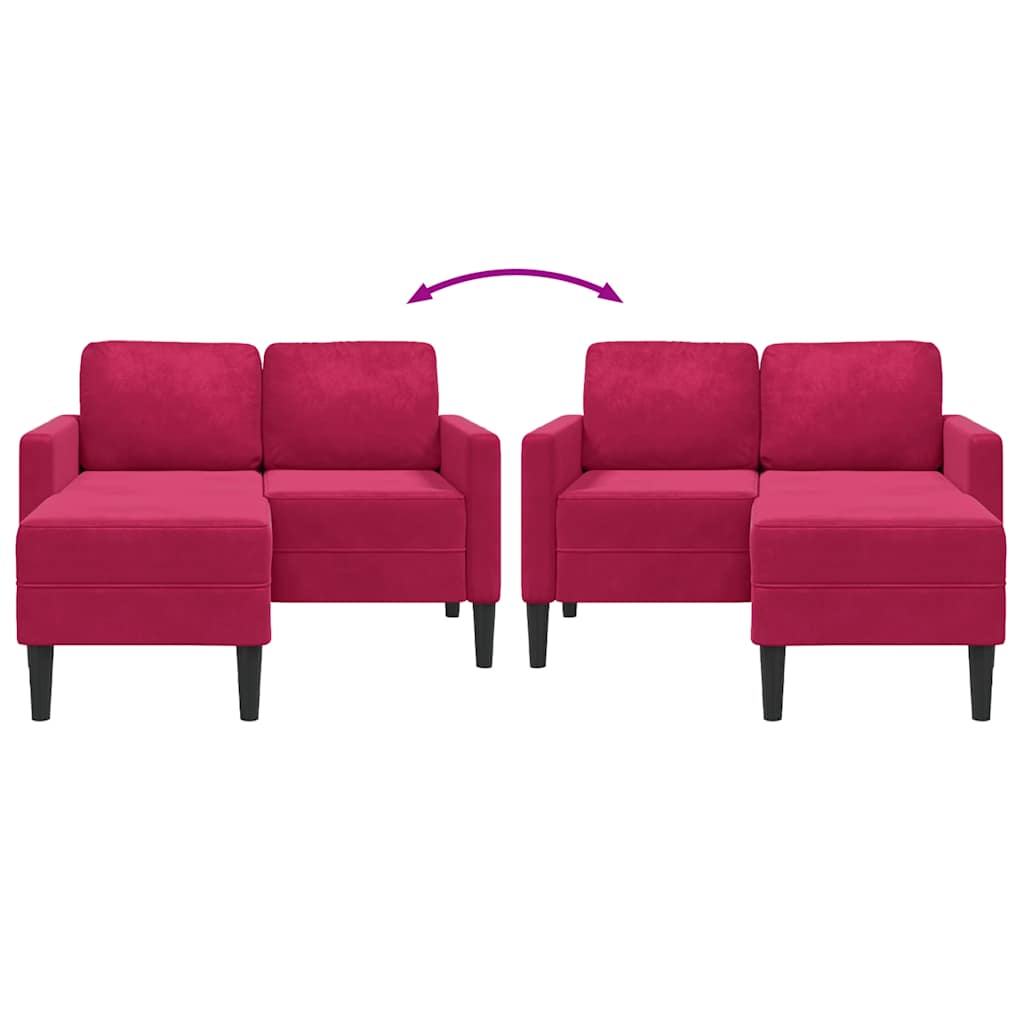 2-Sitzer-Sofa mit Chaiselongue L-Form Blau 125 cm Samt