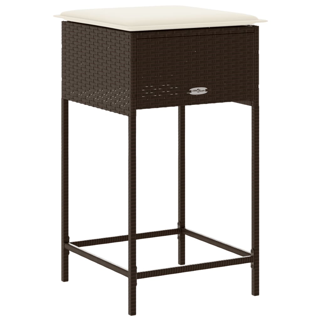 Garten-Barhocker mit Kissen 2 Stk. Schwarz Poly Rattan