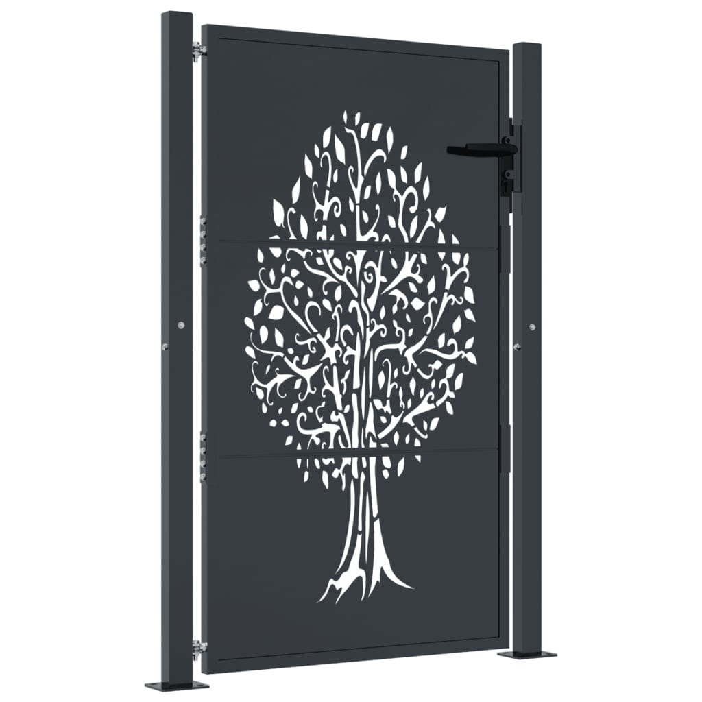 Gartentor Anthrazit 100x75 cm Stahl Baum-Design