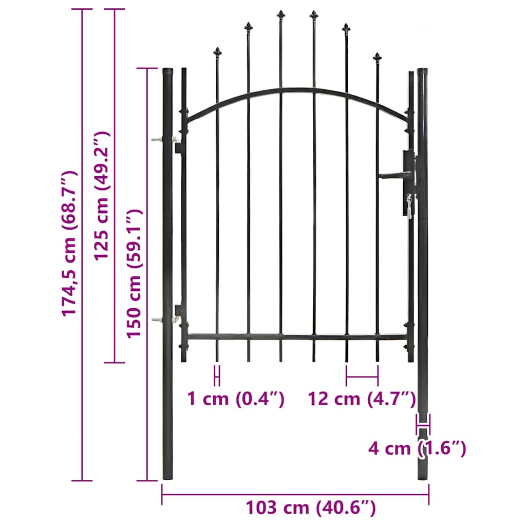 Gartentor Woerden Stahl 1x1 m Schwarz