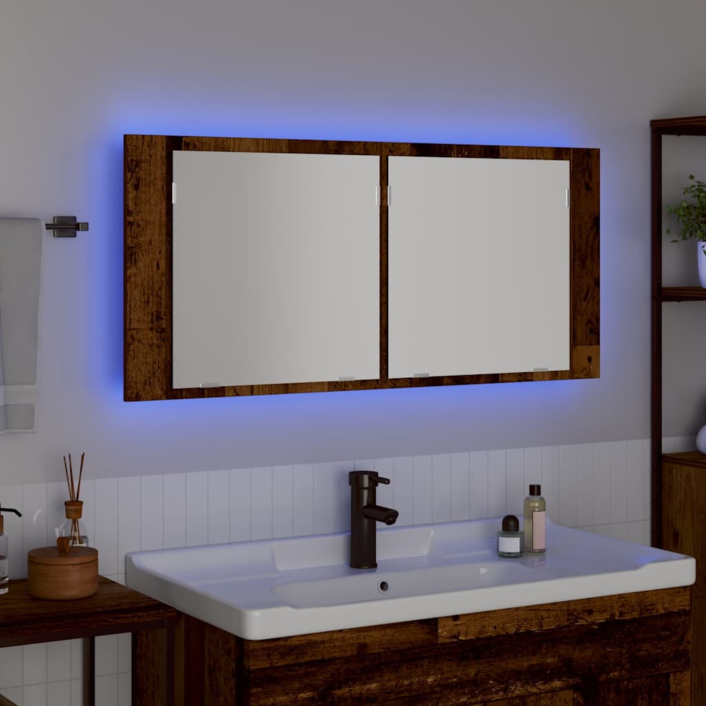 LED-Bad-Spiegelschrank Weiß 100x12x45 cm Acryl