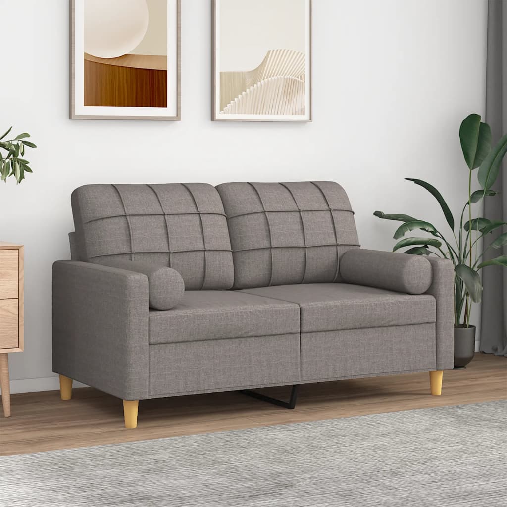 2-Sitzer-Sofa mit Zierkissen Braun 120 cm Stoff