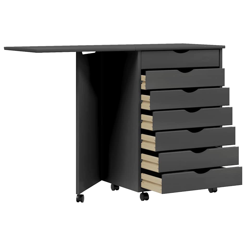 Rollschrank mit Schreibtisch MOSS Honigbraun Massivholz Kiefer