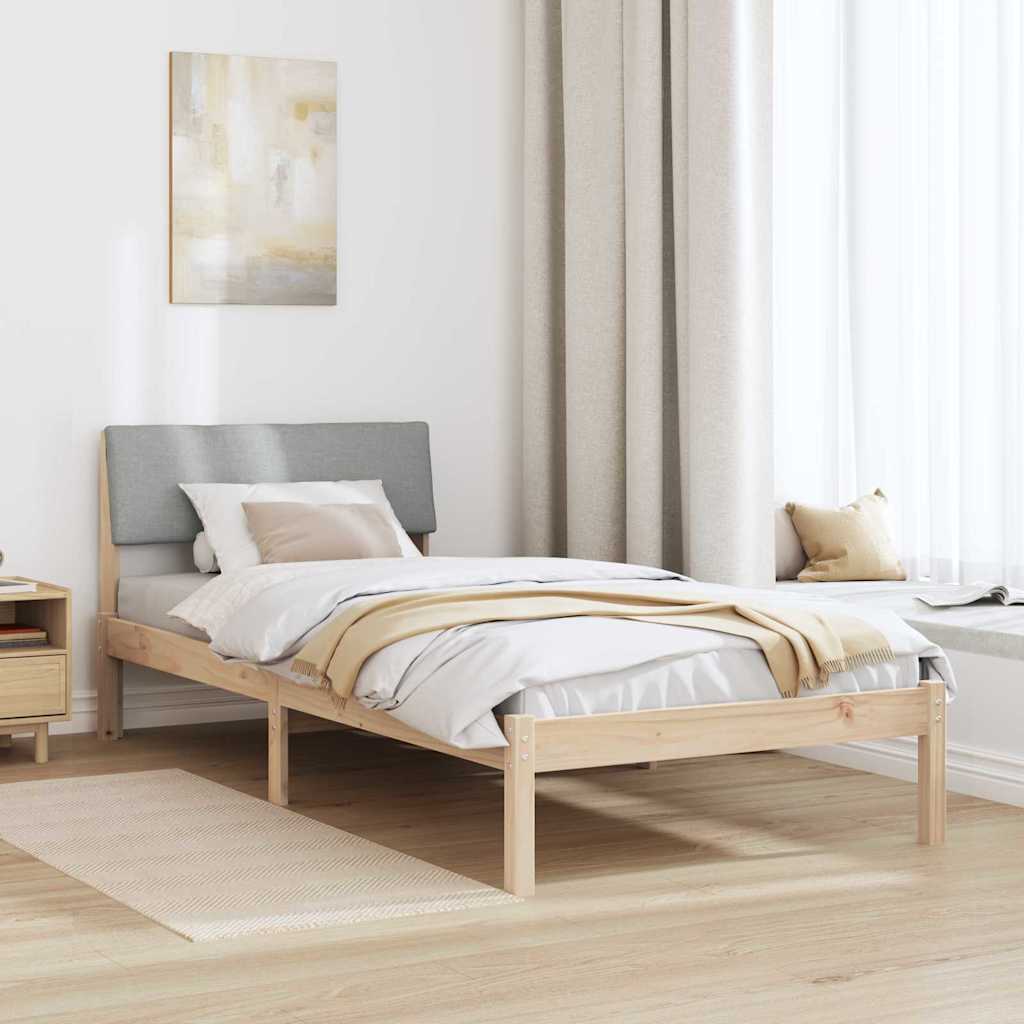 Bettgestell Braun und hellgrau 200 x 200 cm Massivholz Kiefer
