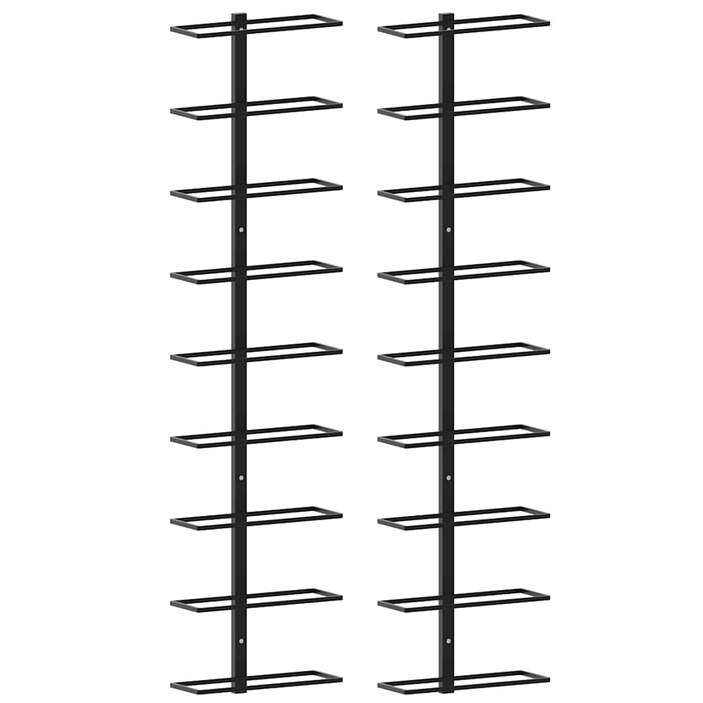 Wand-Weinregal für 9 Flaschen Schwarz Eisen