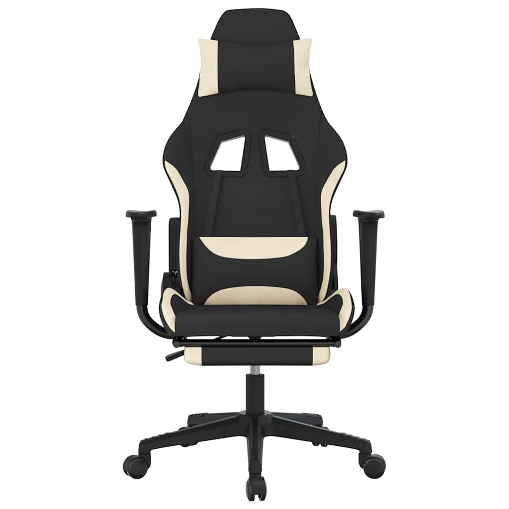 Gaming-Stuhl mit Massagefunktion Schwarz und Creme Stoff