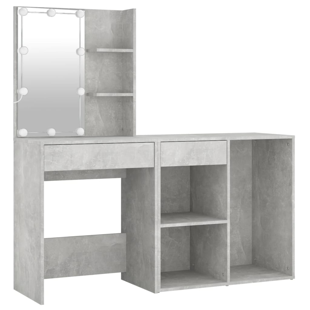 LED-Schminktisch mit Schrank Weiß Holzwerkstoff