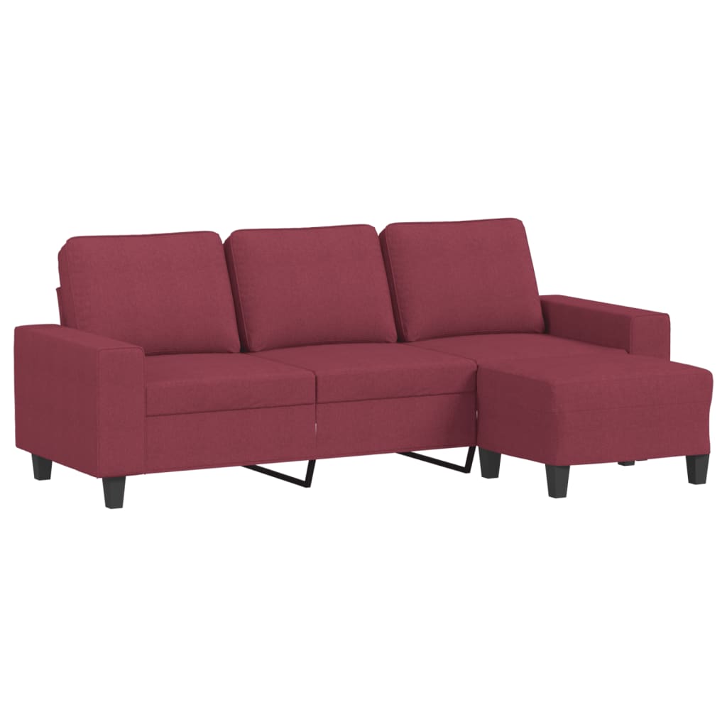 3-Sitzer-Sofa mit Hocker Hellgrau 180 cm Stoff