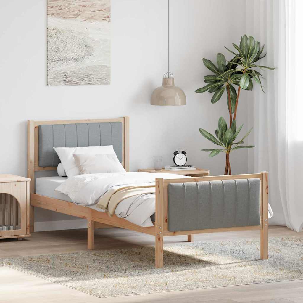 Bettgestell Braun und hellgrau 200 x 200 cm Massivholz Kiefer