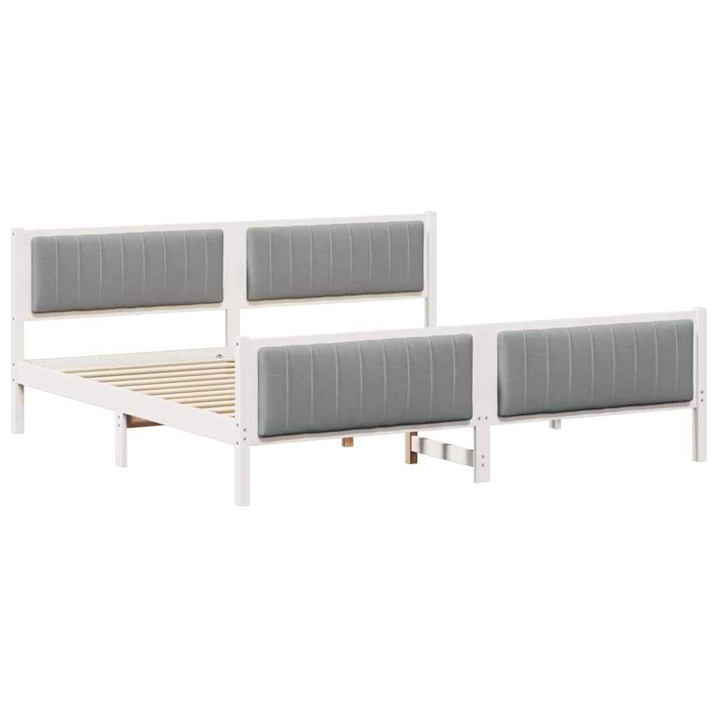 Bettgestell Braun und hellgrau 200 x 200 cm Massivholz Kiefer