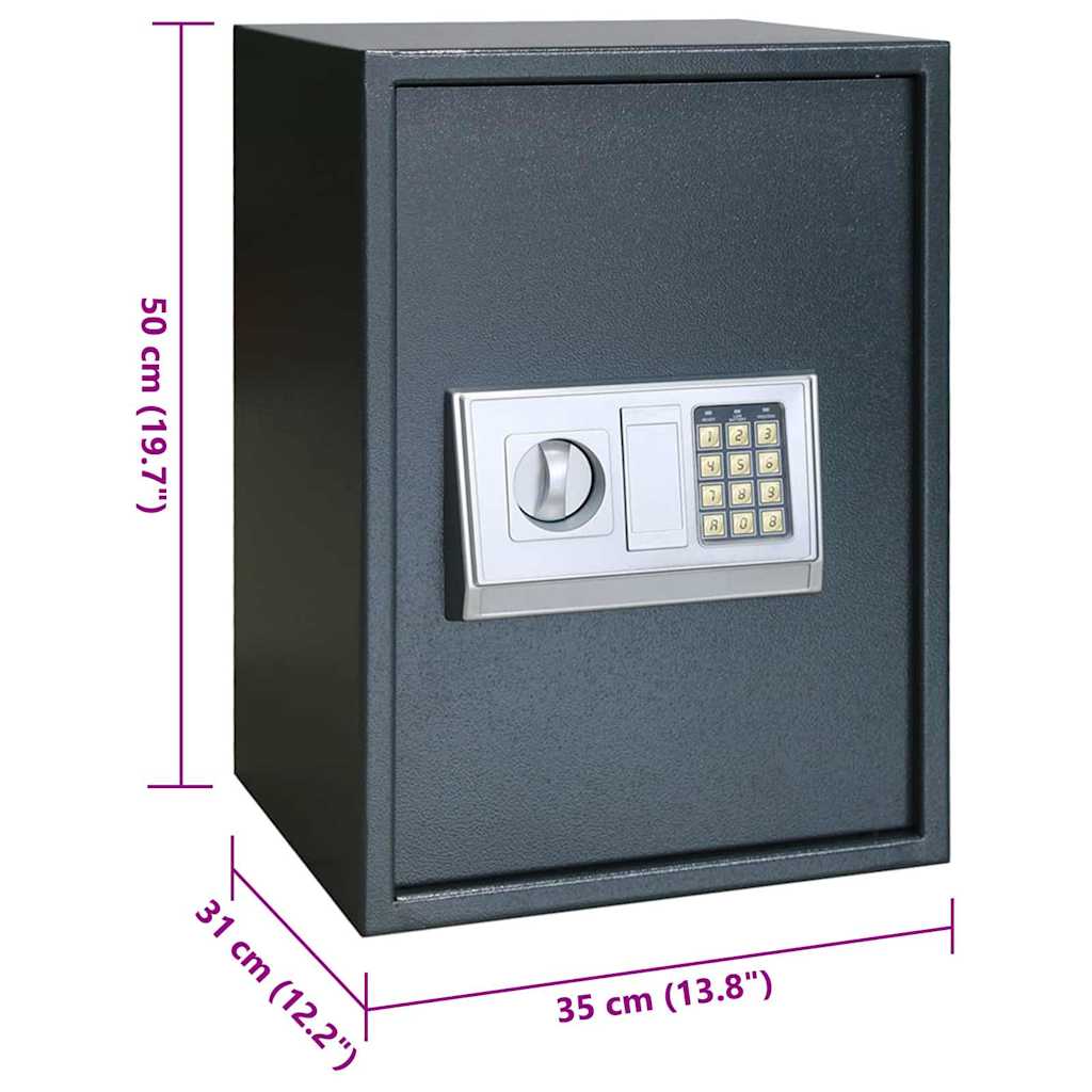 Digitaler Safe mit Schloss Dunkelgrau 23 x 17 x 17 cm Stahl